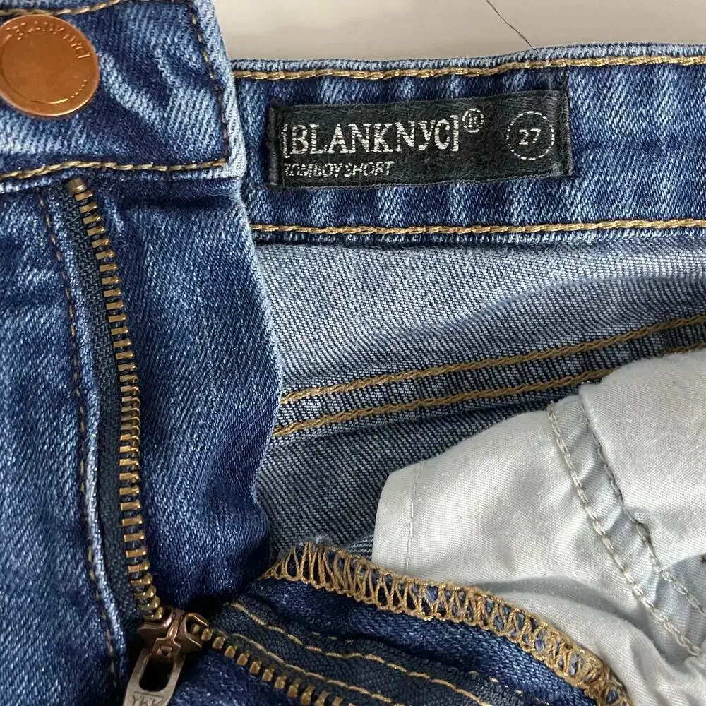 Blank NYC Tomboy Distressed Ripped Denim Jean Cutoff Cut Off denim shorts 27